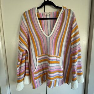 Striped Multicolor V-Neck Hoodie